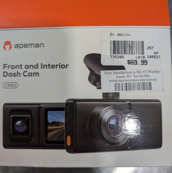 Apeman Front & Interior Dash Cam With Hardwire Kit - Picture 1 of 7